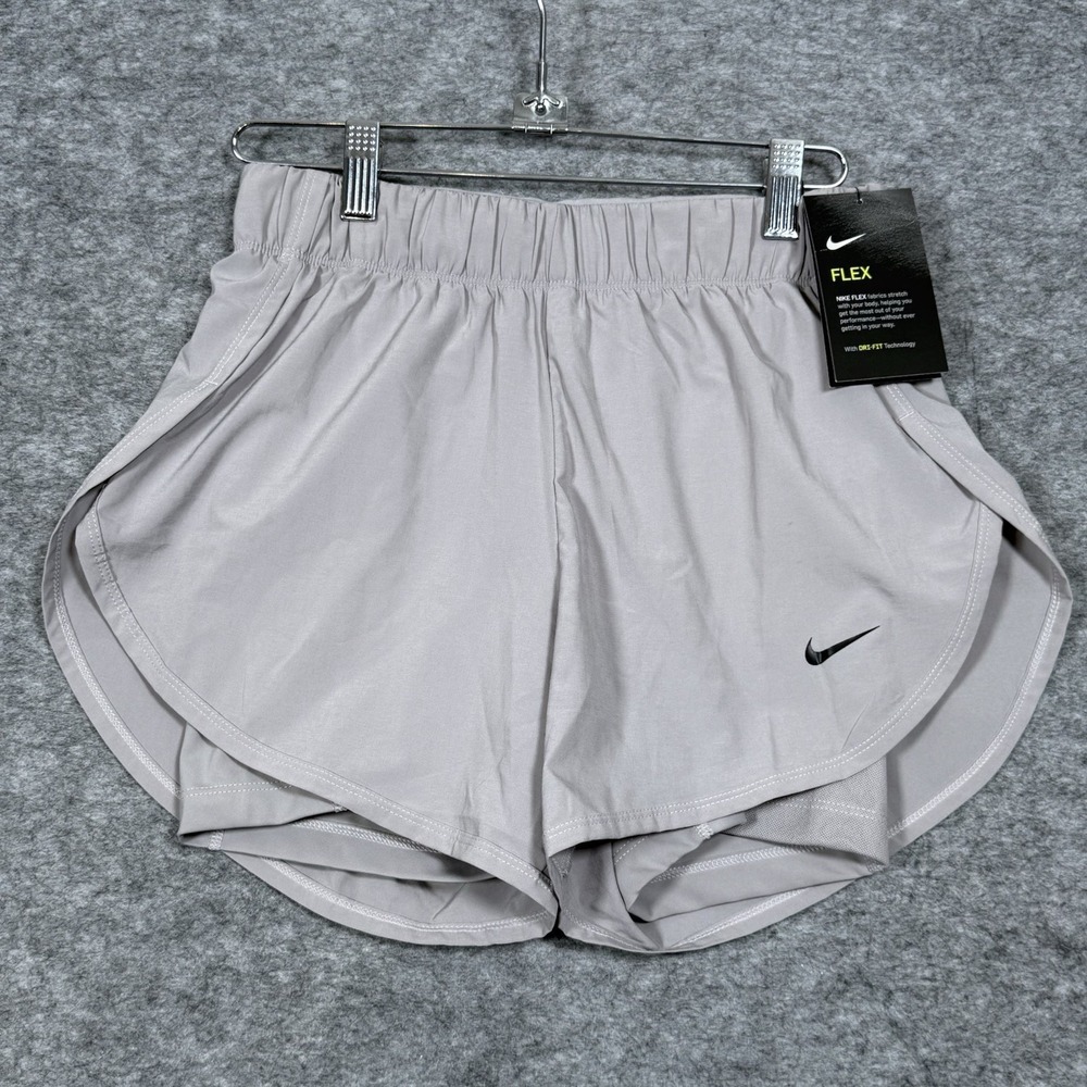 Nike Training Shorts Women XS Dri-Fit Flex Polyester Gray Solid AR6353-059